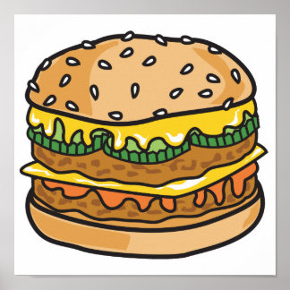 Poster hamburger au fromage rétro