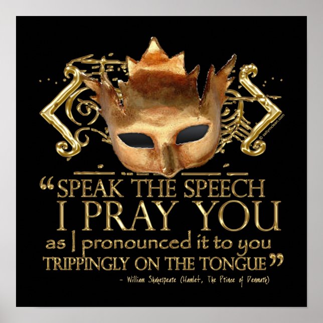 Poster Hamlet "speak the speech ..." Quote (Gold Version) (Devant)