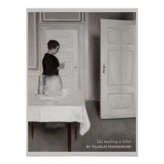 Poster Hammershøi Ida reading a letter CC0695 (Devant)