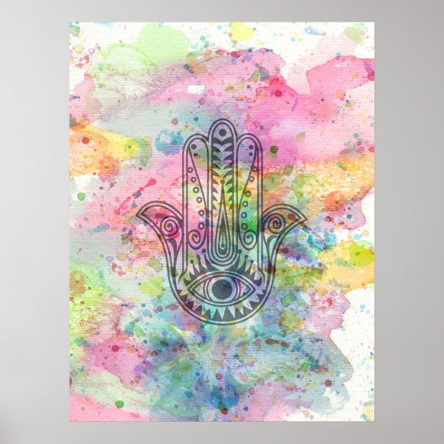 Poster HAMSA Hand of Fatima symbol (Devant)