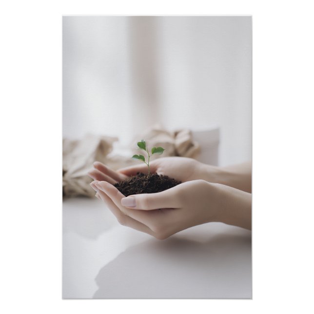 Poster Hands Holding Seedling Growth Hope (Devant)