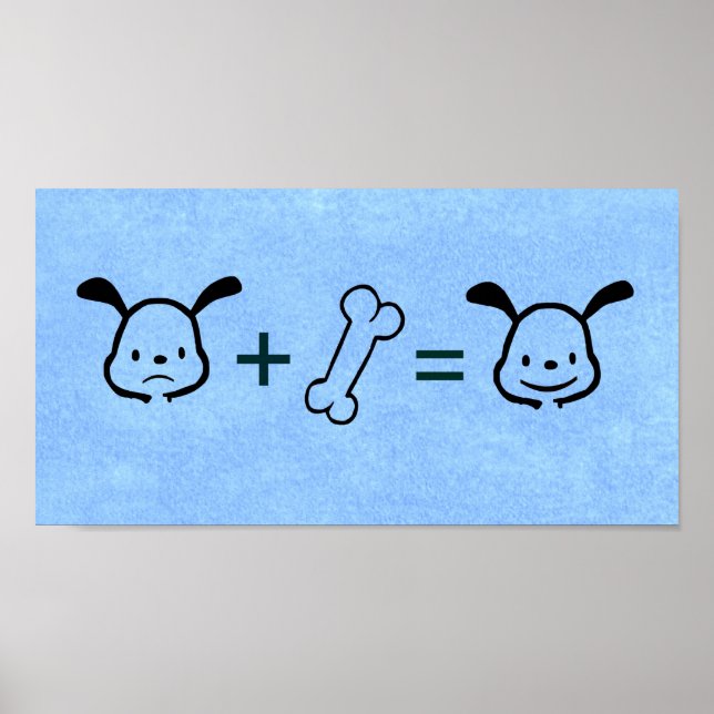 Poster Happy Dog Math Print - Bleu (Devant)