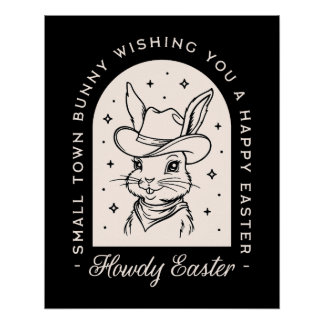 Poster Happy Easter bunny western theme funny greetings