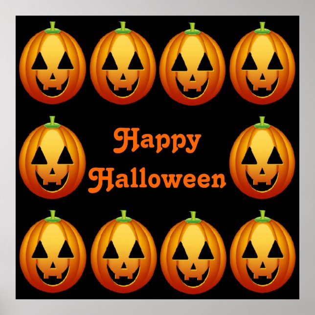 Poster Happy Halloween Citrouilles (Devant)