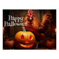 Happy Halloween Farm Chicken Rooster Citrouille Pa