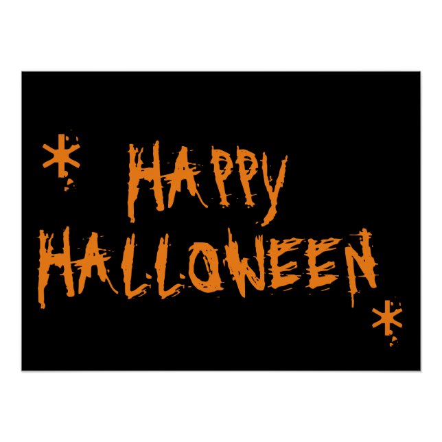 Poster Happy Halloween orange noir effroi (Devant)