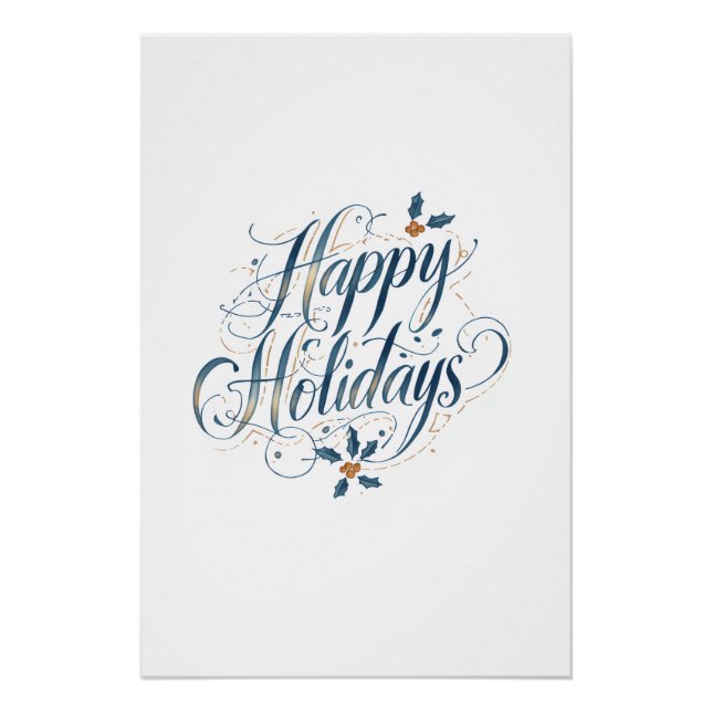 Poster Happy Holidays Merry Christmas Family New Year (Devant)