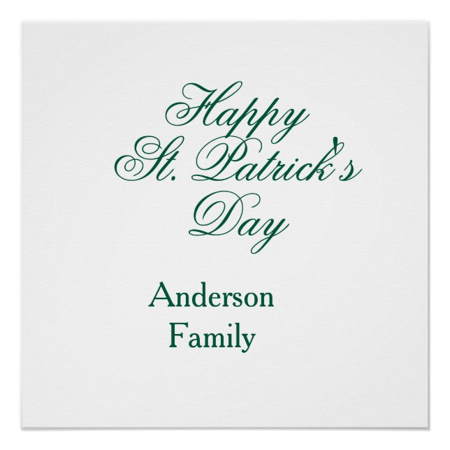 Poster Happy St. Patrick's day family name green sminimal (Devant)