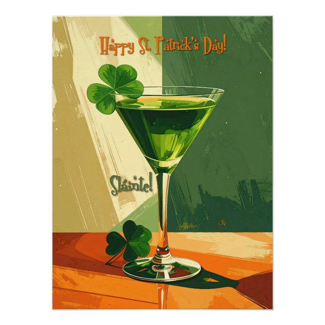 Poster Happy St. Patrick's Day Shamrock Martini  (Devant)