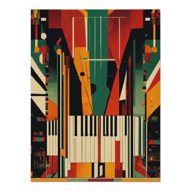 Poster Harlem Renaissance Vintage Piano (Devant)