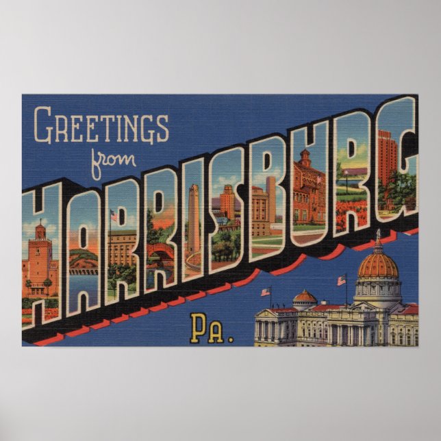 Poster Harrisburg, Pennsylvanie - Scènes de grandes lettr (Devant)