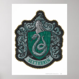 Poster Harry Potter Crest rétro puissant de Serpentard