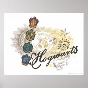 Poster Harry Potter   Maisons de Hogwarts - Couleur compl
