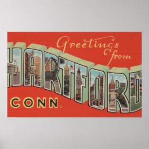 Poster Hartford, Connecticut - Scènes de grandes lettres