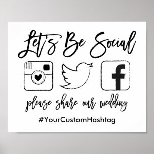 Poster Hashtag Mariage à main chic