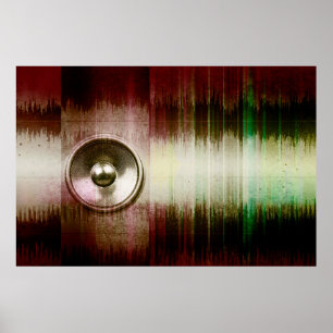 Poster Haut-parleur de musique de masse avec ondes sonore