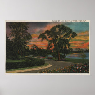 Poster Haven d'hiver, Floride - Vue coucher de soleil sur