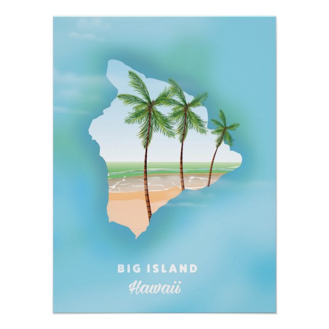 Poster Hawaï Grande île (Devant)