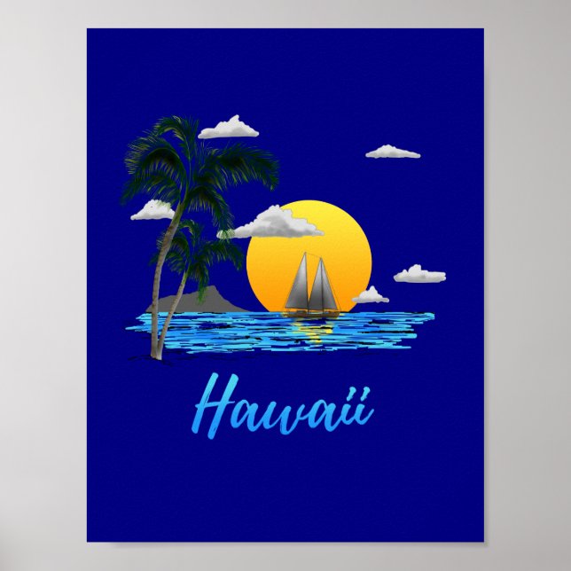 Poster Hawaii Beach Sunset (Devant)