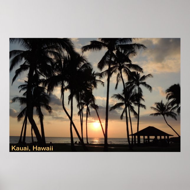 Poster - Hawaii Beach Sunset (Devant)