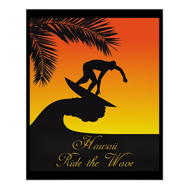 Poster Hawaii, parcourez la vague, (Devant)