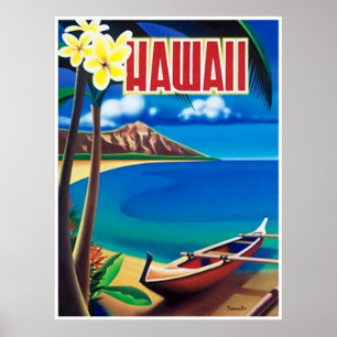 Poster Hawaii Travel Art Vintage