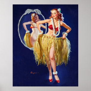 Poster Hawaiian Girl Pin Up