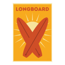 Hawaiian Longboard Surboard Vintage Retro