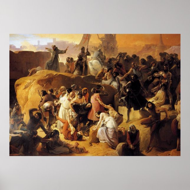 Poster Hayez Fracesco-Crusaders Thirsting near Jérusalem (Devant)