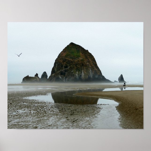 Poster Haystack Rock Reflection, Cannon Beach, Oregon (Devant)