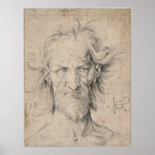 Poster Head of Bearded Old Man (Saturn) by Durer