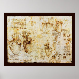 Poster Heart And Its Blood Vessels , Sepia Canvas