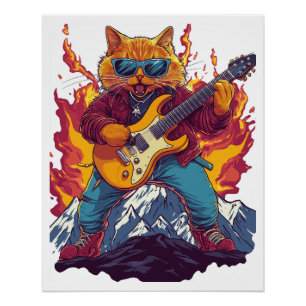 Poster Heavy Meowtal – Rocking Cat Graphic Tee pour la mu