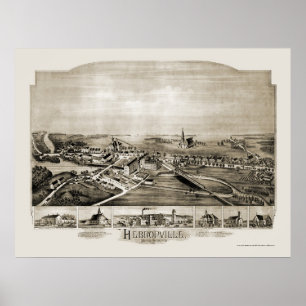 Poster Hebronville, carte panoramique de mA - 1891