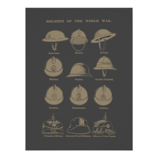 Poster Helmets of the World War 1  (Devant)