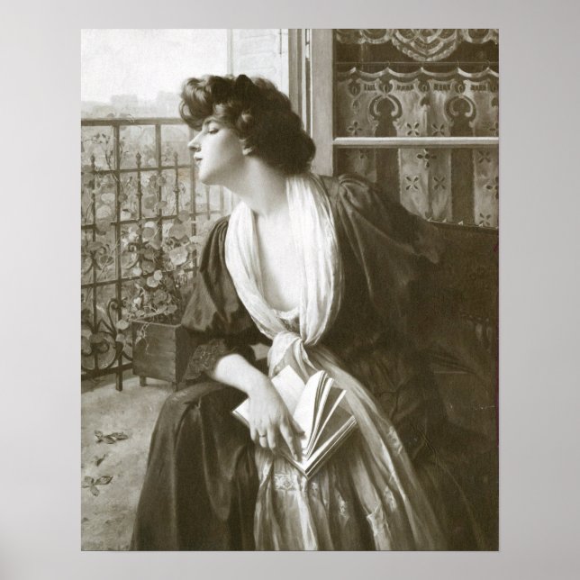 Poster Henri Alphonse Barnoin, Distraite Vintage (Devant)