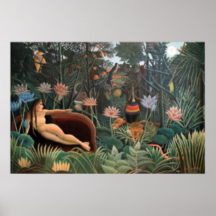Poster Henri Rousseau The Dream Jungle Flowers Painting