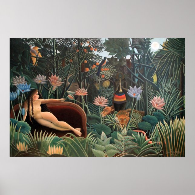 Poster Henri Rousseau The Dream Jungle Flowers Painting (Devant)