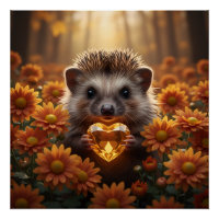 Hérisson mignon de novembre avec cœur de topaze