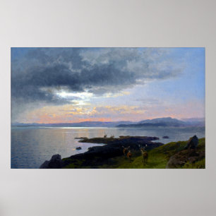 Poster Hermann Herzog Twilight au-dessus du lac