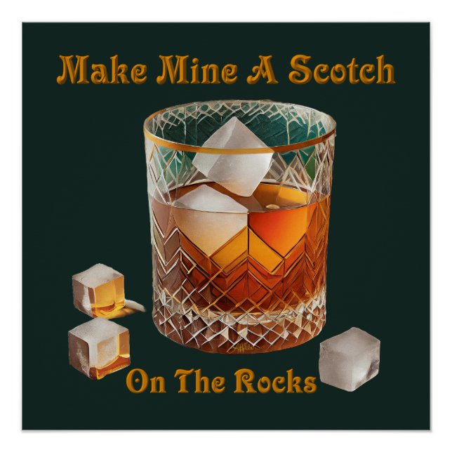Poster Heure de cocktail, faites-moi un scotch sur glace (Devant)