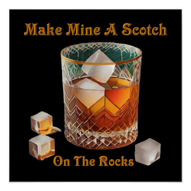 Poster Heure de cocktail, faites-moi un scotch sur glace (Devant)