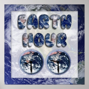 Poster Heure de la Terre avec horloges