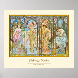 Poster Heure du jour, Alphonse Mucha