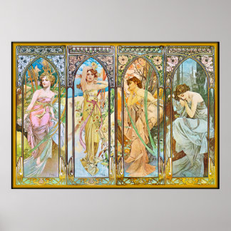 Poster Heure du jour, Alphonse Mucha