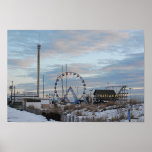 Poster Heures balnéaires Funtown Pier Sunrise