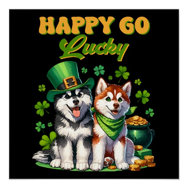 Poster Heureux au Hasard Toutou Husky Mignon St. Patrick (Devant)