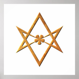 Poster Hexagram Unicursal d'or - symbole théélique