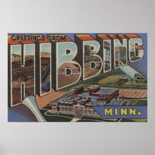 Poster Hibbing, Minnesota - Scènes de grandes lettres