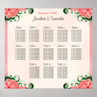 Poster Hibiscus rose 13 Tables Mariages Cartes de sièges